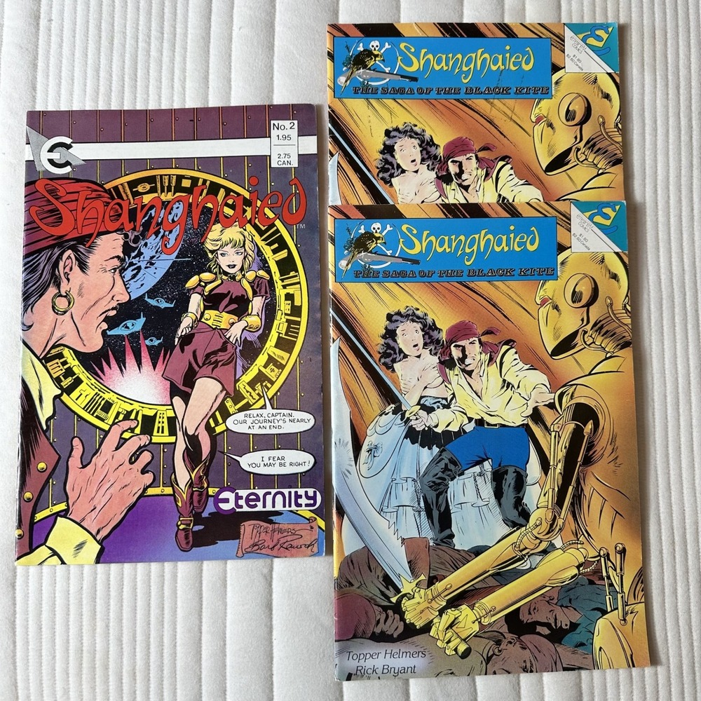 Shanghaied Saga Black Kite #1 x2 #2 Eternity Comics 1987 3 Book Lot